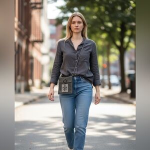 KBD Studio hand crafted leather crossbody made in the USA with snap closure